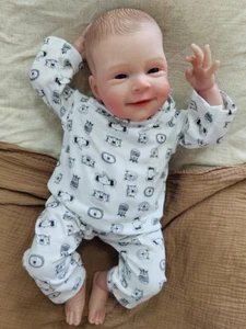 Real Pictures Reborn Baby Doll 19inch Newborn Painted Hair Cloth Body Vinyl Toys - Picture 1 of 7