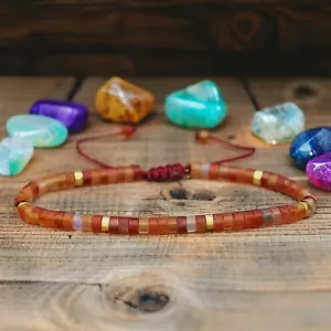Natural 4MM Carnelian Bracelet Exquisite Healing Reiki Woman Bracelet FREE Stone - Picture 1 of 4
