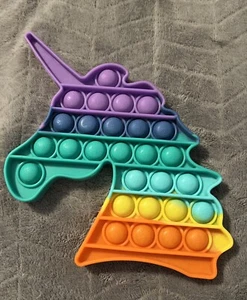 Multicolor Rainbow Unicorn Push Pop It Fidget Toy Pre-owned - Picture 1 of 5
