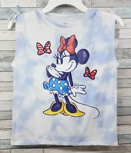 Disney Minnie Mouse Shirt Girls XL 14 16 Americana Tie-Dye Short Sleeve Blue - Picture 1 of 5