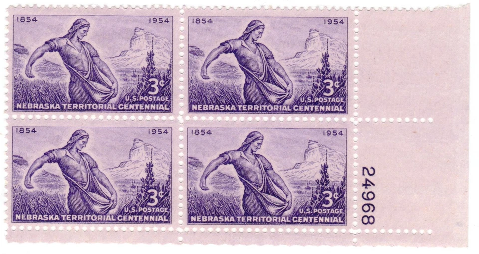US STAMP Scott #1060 4-Block  1954 Nebraska 3c FVF MNH - Image 1 of 1