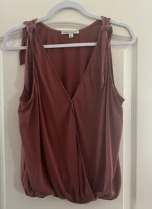 Green Envelope~Wrap Across~Sleeveless Tank Top~Shoulder Ties~Light Rust Color~L - Picture 1 of 10