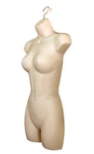 Ivory Tan Female Mannequin Hip Long Hollow Back Torso Dress Form Hanging Hook - Picture 1 of 6