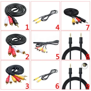 3.5mm Aux Stereo Male to RCA Jack Audio Cable Cord Video Aux Extension Cable - Picture 1 of 19