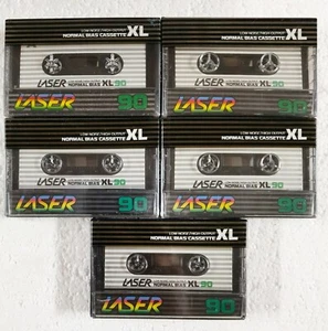 5 LASER XL Plus C-90 Minutes Cassette Tapes Swire Magnetics NEW/SEALED NOS - Picture 1 of 2