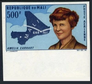 Mali C45 imperf,MNH.Michel 145B. Amelia Earhart Flight,30th Ann.1967.Map. - Picture 1 of 1