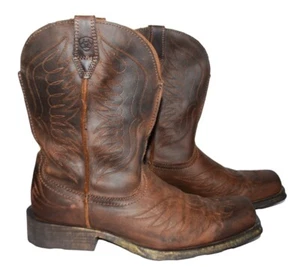 Stivali western uomo Ariat cowboy taglia 12 D marroni pelle invecchiata lavoro - Foto 1 di 10