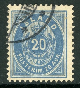 Iceland 1898 Numeral 20 aur Dull Blue Scott # 28 VFU C620 - Picture 1 of 6