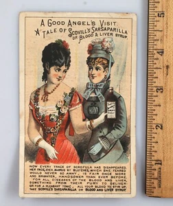 Victorian Trade Card Scovill's Blood & Liver Syrup Folding Before & After - Picture 1 of 3