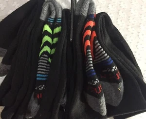 Lot Of 5 Pairs Of Boys Socks Black Grey With Colored Print Hanes Medium New  - Picture 1 of 5
