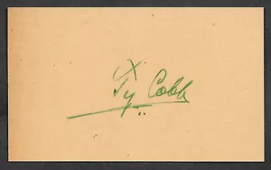 Ty Cobb Autografo Ristampa Su Periodo Originale 1910 3x5 Crd - Foto 1 di 1
