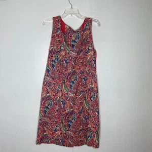 Talbots Sleeveless Paisley Print Pink Shift Dress 14 Lined Vibrant Colors Summer - Picture 1 of 7
