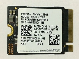 SAMSUNG PM991a NVMe SSD MZ-9LQ256B 256GB M.2 2230 PN MZ9LQ256HBJD-00BKN SSD - Picture 1 of 5