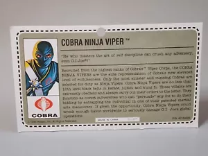 Vintage GI Joe Cobra Ninja Viper v1 Mail Away File Card Uncut 1992 Hasbro - Picture 1 of 6