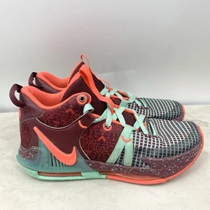 Nike Sneakers Kids Youth Size 6.5 Lebron Witness 7 Red Jade Basketball Shoes - Picture 1 of 12