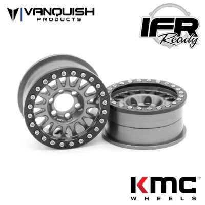 NEW Vanquish 1.9 Alum KMC KM445 Impact Beadlock Wheels Grey (2) FREE US SHIP - Image 1 of 4