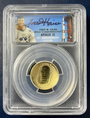 2019 Apollo 11 $5 Gold Fred Haise Autographed Signed FDOI Launch Ceremony POP 35 Cover