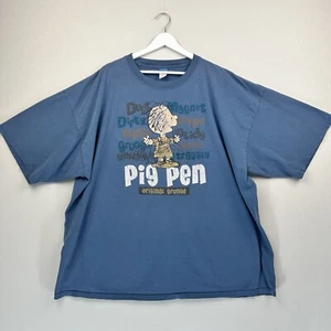 Vintage Peanuts Pig Pen T Shirt Mens 3XL Blue Original Grunge Graphic Print - Picture 1 of 12