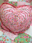   Pink Love Heart Decorator Cushion Shabby Chic Floral Ruffle Alice Gingham 