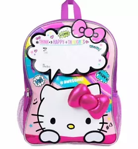 Hello Kitty mit gepolsterter 3D-Schleife, angebrachtem außen Thought Board Schulrucksack - Bild 1 von 12