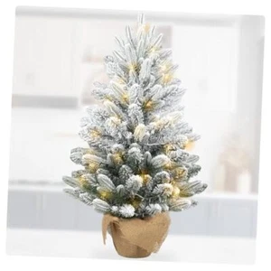 3ft Christmas Tree,Artificial Snow Small Pine Christmas Tree,Pre-lit Mini - Picture 1 of 8