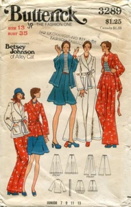 70s Butterick Pattern 3289 Betsey Johnson Alley Cat Jacket, Skirt & Pants Jr 13 - Picture 1 of 1