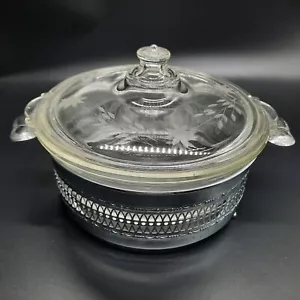 VTG Oval GLASBAKE 1.5 Qt. 208 Casserole Baking Dish Silver Chrome Metal Server - Picture 1 of 13
