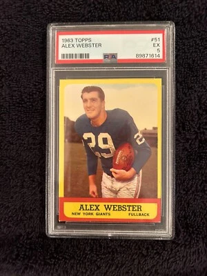 1963 Topps #51 Alex Webster New York Giants SP PSA 5 EX FREE SHIPPING - Image 1 of 2