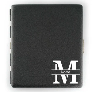 Zigarettenetui für 18 Zigaretten mit Gravur MONOGRAMM • Schwarz matt Struktur - Picture 1 of 5