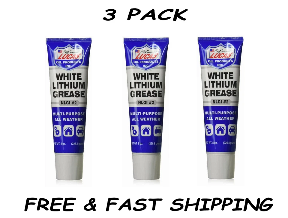 (3 PACK) White Lithium Grease 8 Ounce Tube-- FREE & FAST SHIPPING. - Imagem 1 de 1