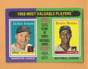 Ernie Banks Jackie Jensen 1975 Topps #196 Boston Red Sox Chicago Cubs Creases - Picture 1 of 2