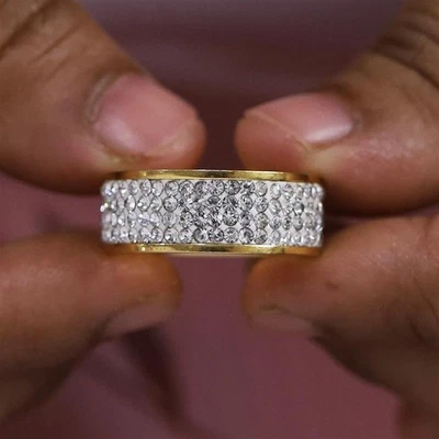 Anillo banda cristal oro amarillo ajuste seda acero inoxidable QVC 7 Foto 1 de 4