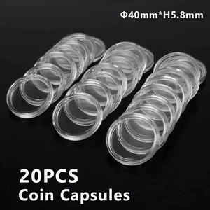 20X 40mm Directly Fit 2oz Coins Capsule Holder Round Case Silver Dollar Eagles - Picture 1 of 8