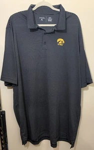 ANTIGUA   Men's Iowa Hawkeyes Golf Polo Shirt Black White Gold Size 2XLT - Picture 1 of 6