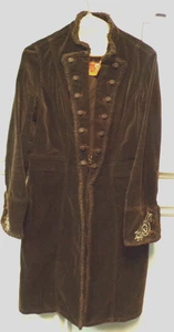 VTG. Brown Velvet Edwardian Style Medium Length Coat Sz L by i KHAN - Picture 1 of 20