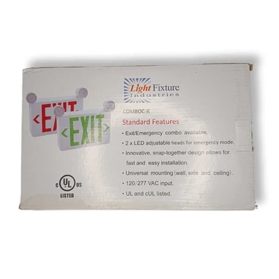 LED Exit / Emergency Combo Signs Box Of 2 White 120/277 VAC Input - Image 1 of 4