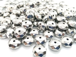 Faceted Abacus Bead 5x10mm - Bright Silver - Pack of 20 - Picture 1 of 1