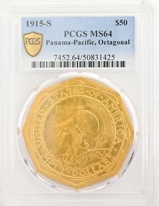1915-S GOLD $50 PCGS MS 64 - Picture 1 of 4