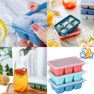 Ice Cube Trays for Freezer 3 Pack Mini Ice Cube Trays with Lid & Easy Release - Picture 1 of 8