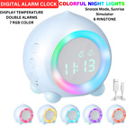 Kids Alarm clock Snooze Sound Touch LED USB Change 7 Color Night Light Bed Lamp