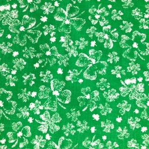 White Shamrocks on Light Green St Patricks 100% Cotton fabric 1.25 yds craft sew - Picture 1 of 5