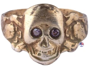 Anillo de Oro Memento Mori Calavera Huesos Gótico Brutal Primera Guerra Mundial Cabeza de Muerte Primera Guerra Mundial Serpiente Segunda Guerra Mundial G - Imagen 1 de 17