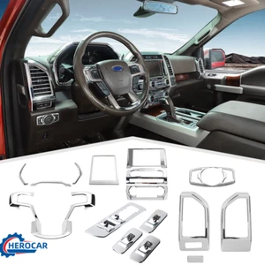 16x Chrome Car Interior Set Dash Panel Cover Trim Kit For Ford F-150 2015-2020 - Picture 1 of 11