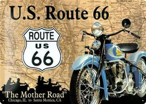 Cartel de chapa arte nostálgico Route US 66 Mother Road Chicago Santa Mónica 20 x 30 * - Imagen 1 de 2