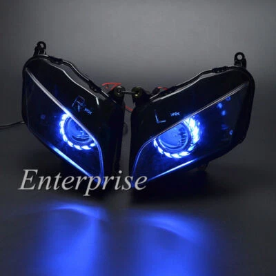 Projector Headlight For Honda CBR600RR 600 RR 07-12 Blue Angel Eyes + HID Light Foto 1 de 4