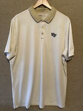 Wake Forest University Gold Yellow Nike Dri-Fit XL Polo Golf Shirt Striped Logo