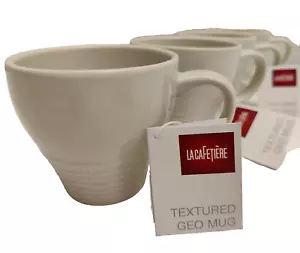 4x La Cafetiere White Textured Geo Mug Ceramic Coffee Tea Cup - Picture 1 of 6