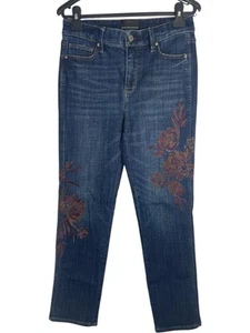 White House Black Market bestickte Jeans High Rise Straight Stretch Gr. 2 - Bild 1 von 5