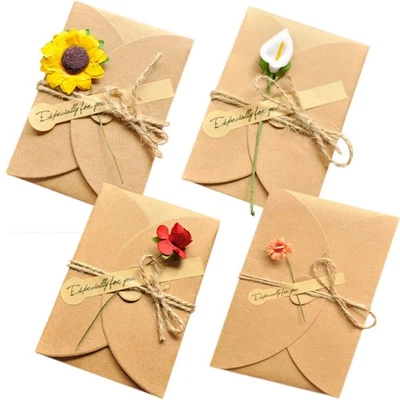 Paquete de 12 tarjetas de agradecimiento de flores AECIH para todas las ocasiones tarjetas de felicitación hechas a mano invitación... Foto 1 de 4