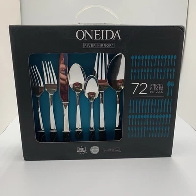 Oneida River Mirror 72 Piece Stainless Steel Flatware Set Service For 14 NEW - Image 1 of 4